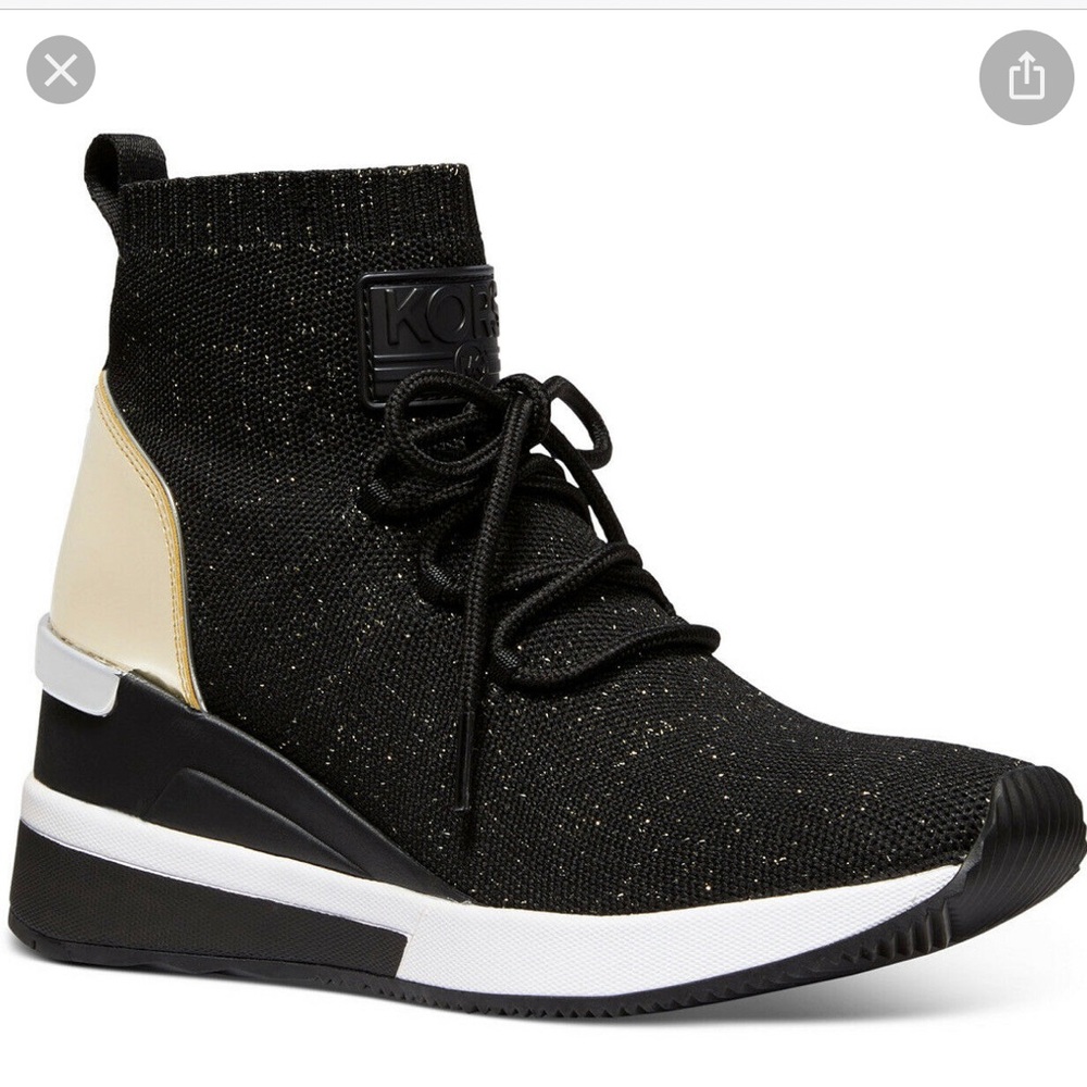 Michael Kors Skyler Wedge Sneaker Booties Black